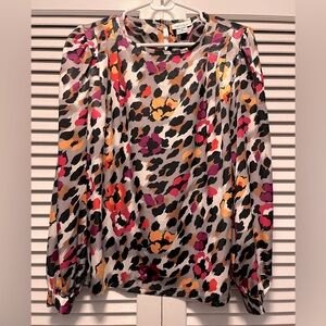 Nicola, multi-color, leopard 100% polyester blouse.